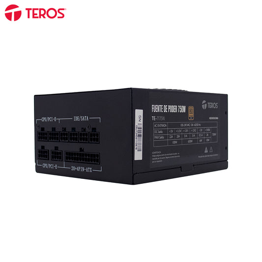 FUENTE DE PODER TEROS TE-7175 ATX 750W 80 PLUS GOLD CERTIFICADA