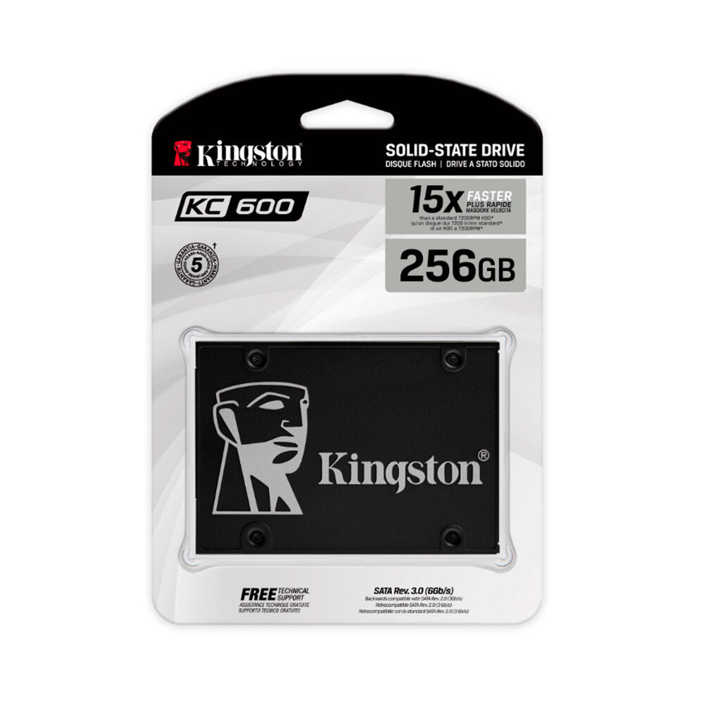 UNIDAD EN ESTADO SOLIDO KINGSTON KC600, 256GB, SATA 6.0 GBPS, 2.5", 7MM.
