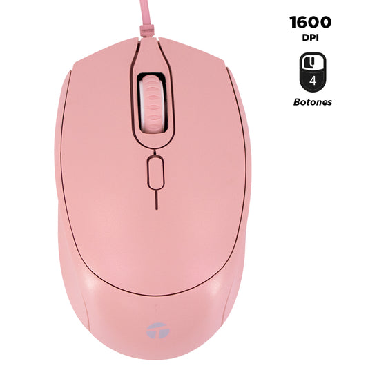 MOUSE ÓPTICO TEROS TE-1226S DPI AJUSTABLE COLOR ROSADO