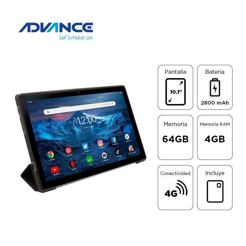 Tablet Advance SmartPad SP5706 10.1" 4GB RAM 64GB Android 13 4G LTE WiFi