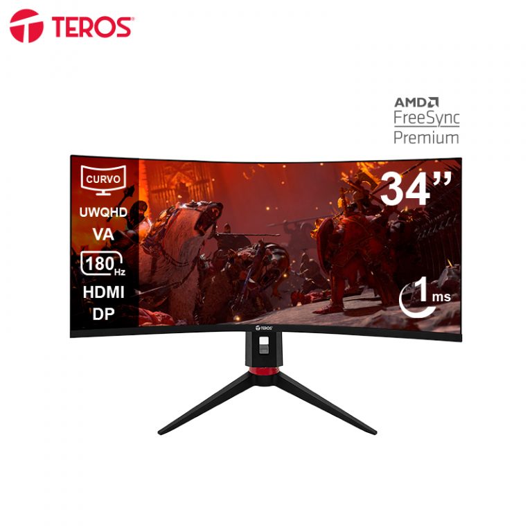 MONITOR TEROS LED GAMING CURVO TE-3412G 34" UWQHD VA 180HZ 1MS HDMI DP AUDIO OUT NEGRO