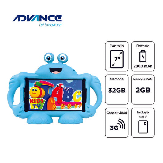 TABLET ADVANCE TR7996 7” – ANDROID 11, DUAL SIM + FUNDA PROTECTORA MONSTER