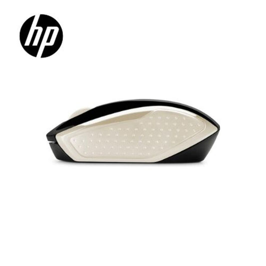 Mouse HP 200 inalámbrico, óptico, 1000 DPI, diseño ambidiestro con receptor USB, color dorado Silk Gold.