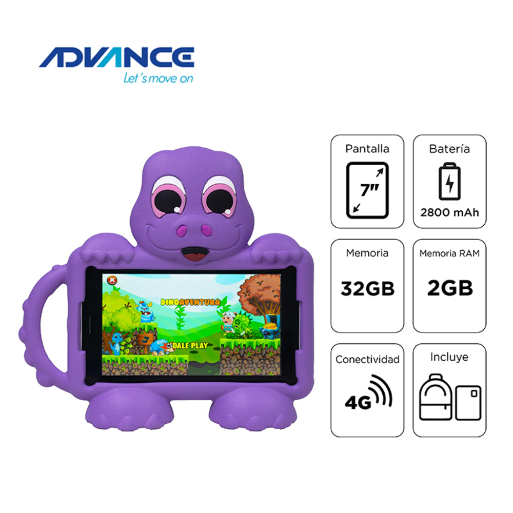 TABLET ADVANCE INTRO TR8990, 7" IPS 1024X600, ANDROID 14 GO, 4G, DUAL SIM, 32GB, RAM 2GB