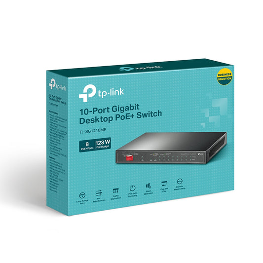 Switch TP-Link TL-SG1210P 10 Puertos Gigabit PoE 9 RJ45 + 1 SFP Alto Rendimiento