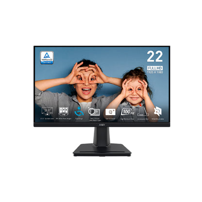MONITOR PLANO MSI PRO MP225 SERIES, 21.5" IPS (1920X1080),100 HZ, HDMI, COLOR NEGRO
