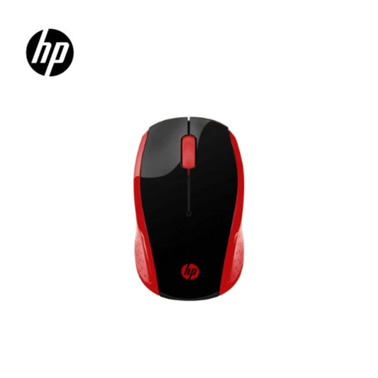 Mouse HP 200 inalámbrico, óptico, 1000 DPI, 3 botones, diseño ambidiestro, rojo