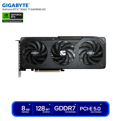 Tarjeta de Video Gigabyte GeForce RTX 5060 Ti Gaming OC 8GB GDDR7 GV-N506TGAMING OC-8GD