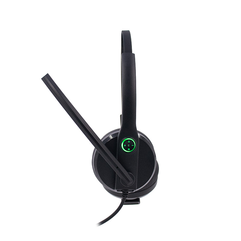 Audífono Teros TE-8039C USB con Micrófono Negro | Control en Cable