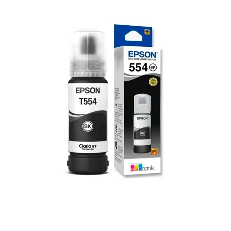 Botella de Tinta Epson T554120-AL Negra Pigmentada para EcoTank L8160 y L8180