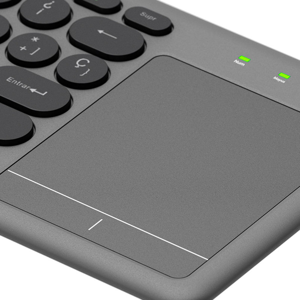 TECLADO INALÁMBRICO KLIP XTREME KCK-550S ESPAÑOL DUAL BLUETOOTH 5.0 / 2.4GHZ TOUCHPAD GRIS/NEGRO