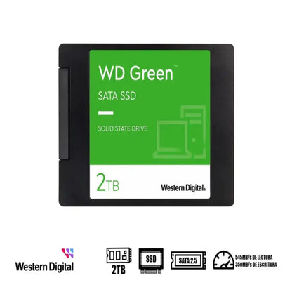 UNIDAD EN ESTADO SOLIDO WESTERN DIGITAL GREEN, WDS200T2G0A, 2TB, SATA 6GB/S, 2.5", 7MM.