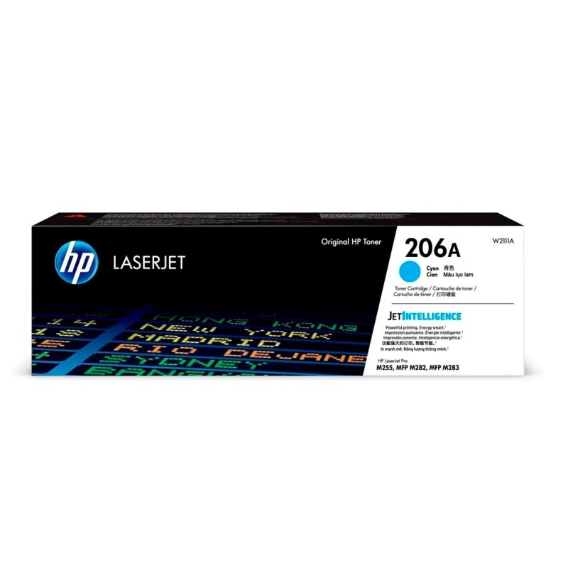 Tóner HP 206A Cian Original W2111A para Color LaserJet Pro M255 M282 M283