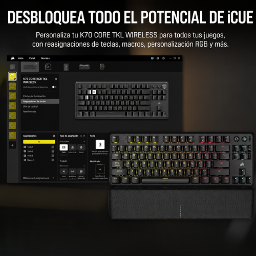 Teclado Gamer Corsair K70 CORE TKL Wireless RGB Mecánico MLX Red Negro