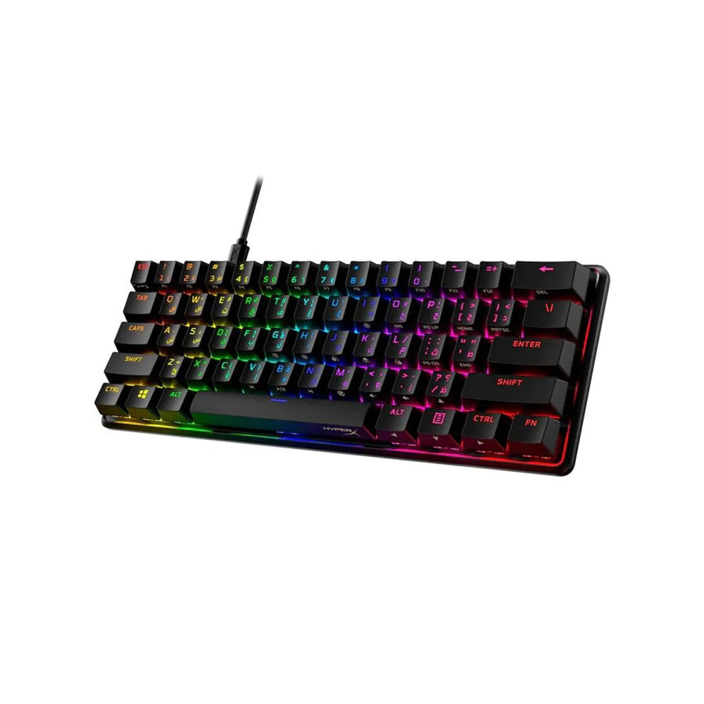 TECLADO MECÁNICO HYPERX ALLOY ORIGINS 60 – HYPERX RED – QWERTY US – USB-C – NEGRO – RETROILUMINADO RGB