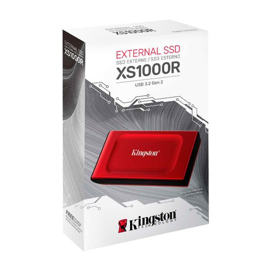 SSD Externo Kingston XS1000 2TB USB 3.2 Gen 2 Tipo-C 1050MB/s Portátil Rojo