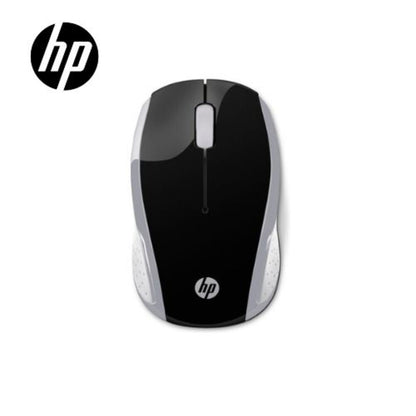 Mouse HP 200 inalámbrico, óptico, 1000 DPI, 3 botones, diseño ambidiestro, plateado