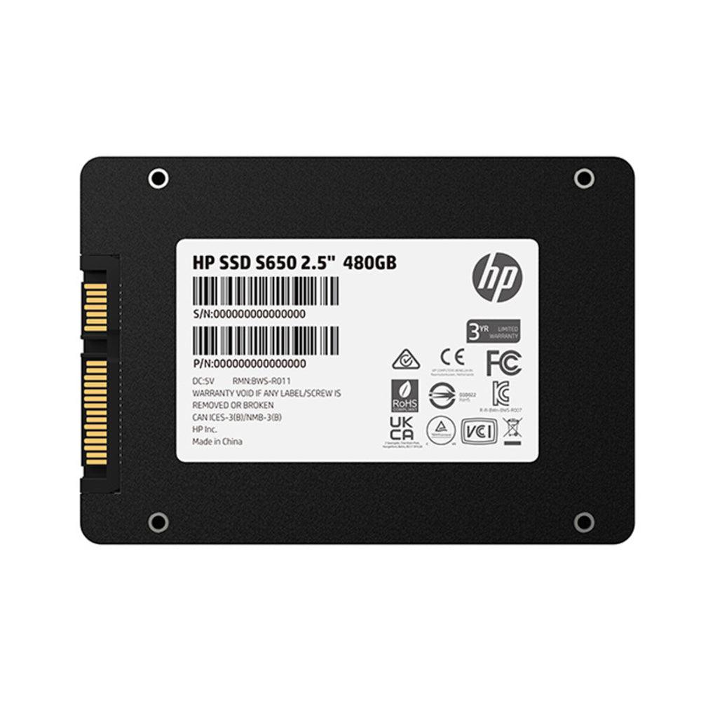 UNIDAD EN ESTADO SOLIDO HP SSD S650 2.5" 480GB SATA III 6GB/S