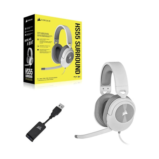 Audífono Gaming Corsair HS55 Surround V2 White USB Sonido Envolvente 7.1