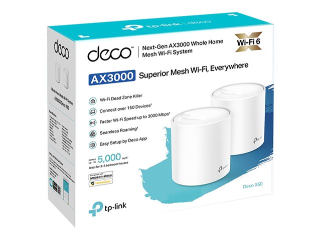 TP-Link Deco X60 AX3000 Sistema Wi-Fi Mesh 6 Dual Band Gigabit 2-Pack