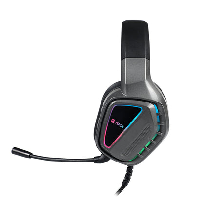 AURICULARES GAMING TEROS TE-8171N CON MICRÓFONO, SONIDO ESTÉREO Y LUCES RGB – NEGRO