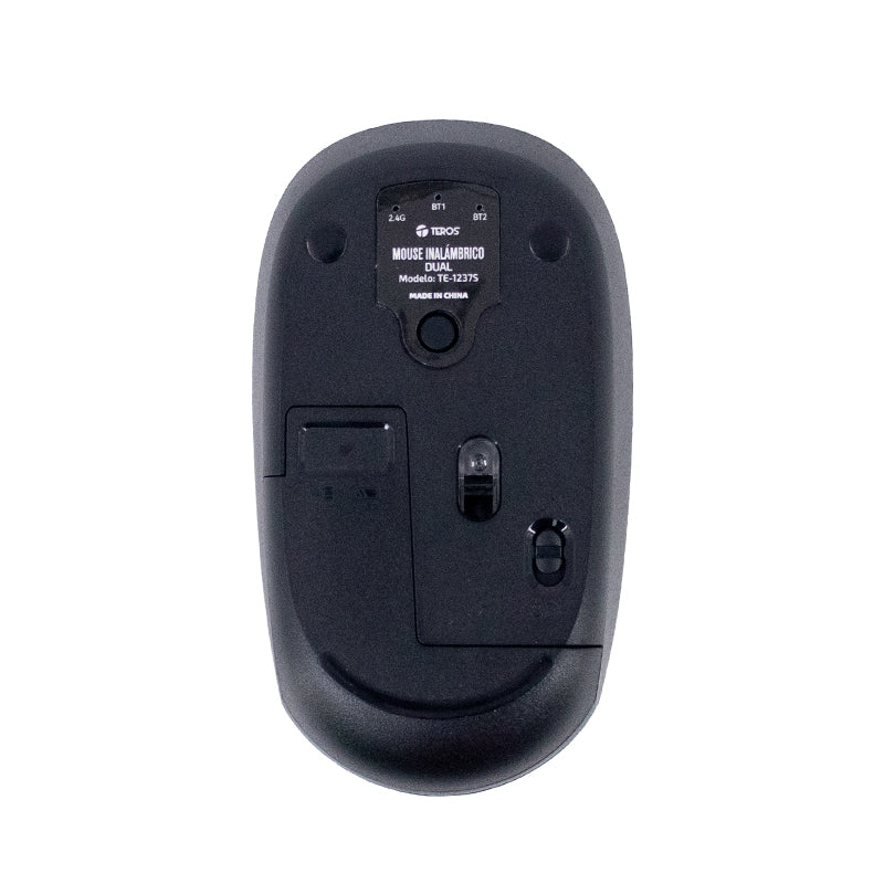 MOUSE INALÁMBRICO TEROS TE-1237S DUAL BT 5.0 Y USB NEGRO