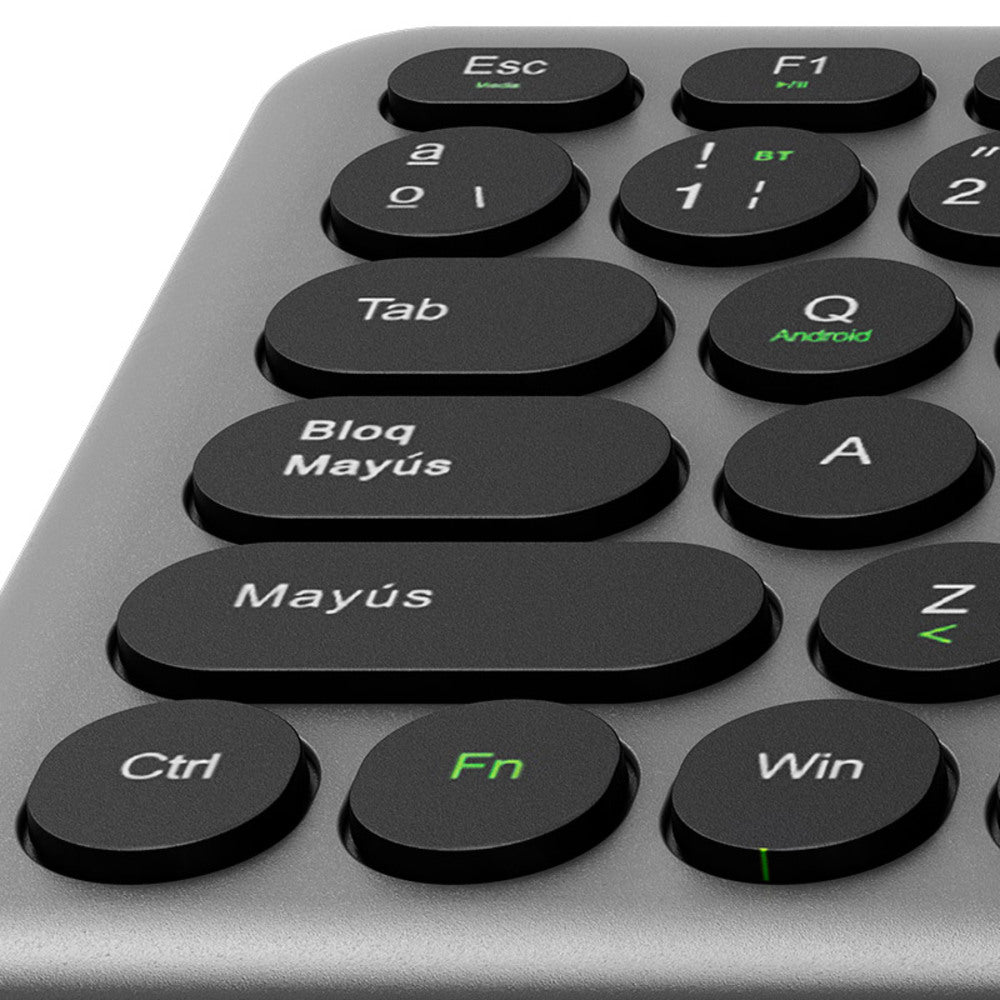 TECLADO INALÁMBRICO KLIP XTREME KCK-550S ESPAÑOL DUAL BLUETOOTH 5.0 / 2.4GHZ TOUCHPAD GRIS/NEGRO