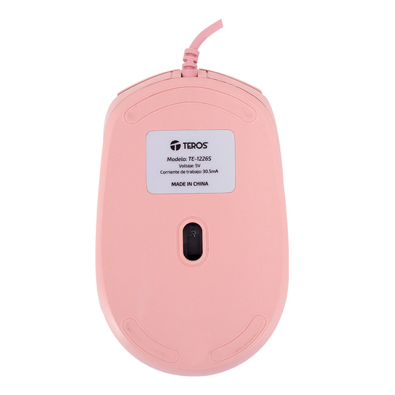 MOUSE ÓPTICO TEROS TE-1226S DPI AJUSTABLE COLOR ROSADO