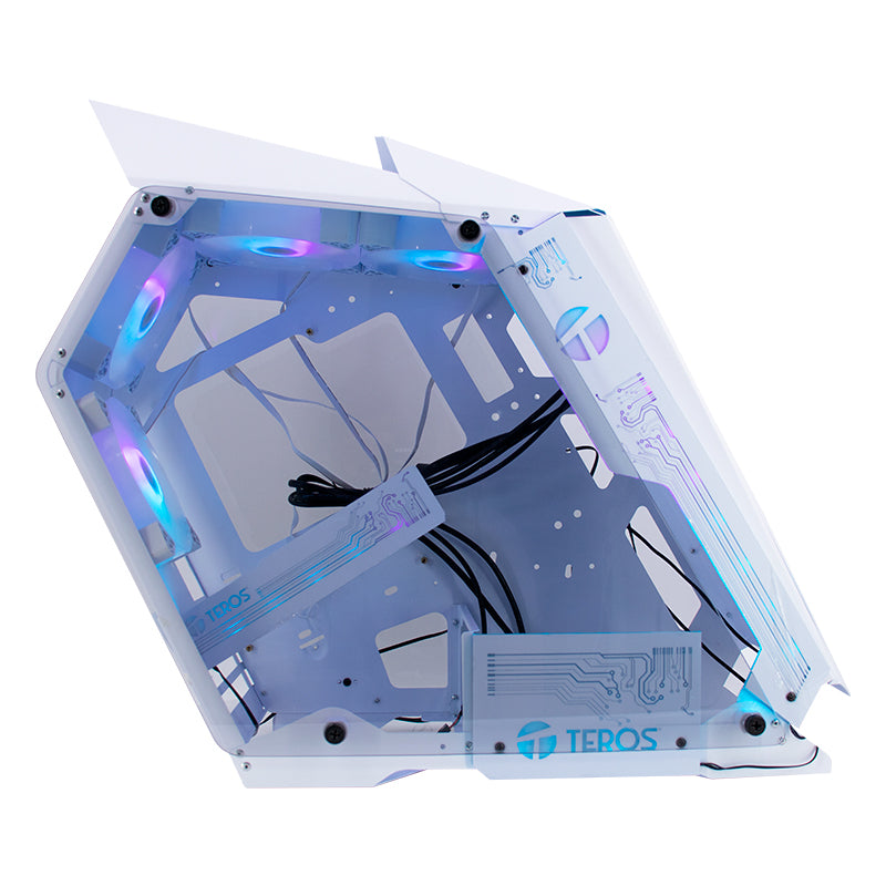 CASE GAMER TEROS TE-1316G, MID TOWER, USB 3.0 / USB 2.0, AUDIO, VENTILADOR ARGB, BLANCO