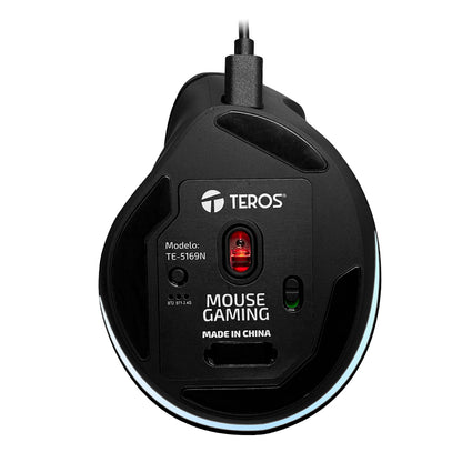 MOUSE TEROS TE-5169N, INALÁMBRICO DOBLE MODO: 2.4G+BLUETOOTH, 2400 DPI, VERTICAL, NEGRO