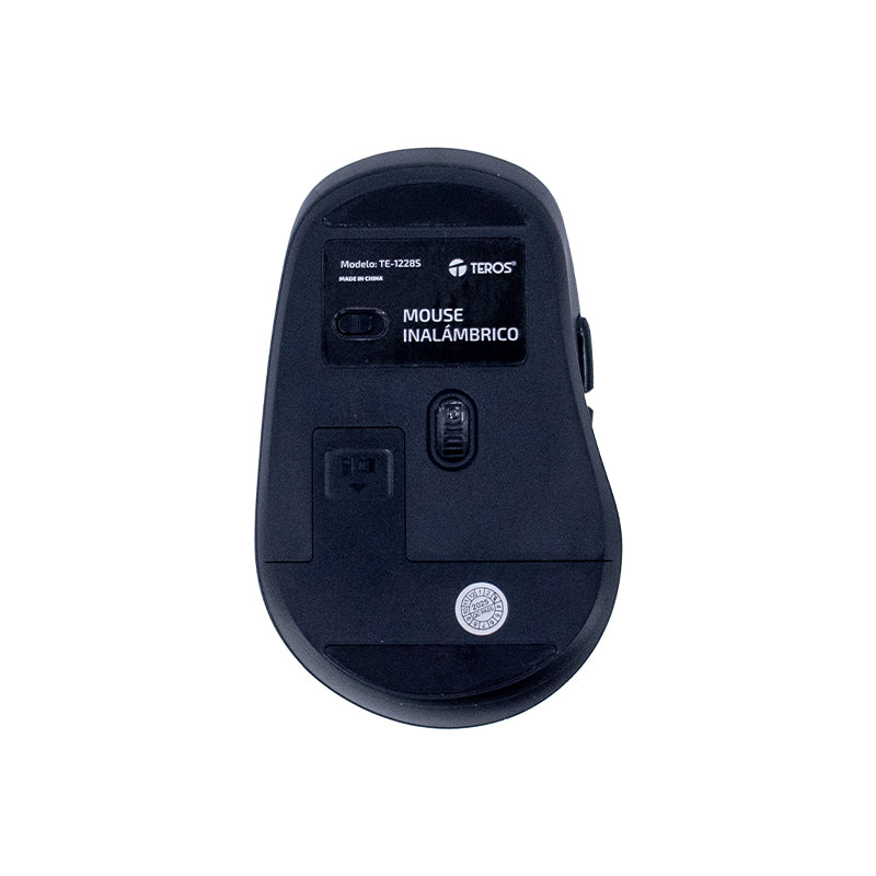 MOUSE INALÁMBRICO TEROS TE-1228S 6 BOTONES USB COLOR NEGRO