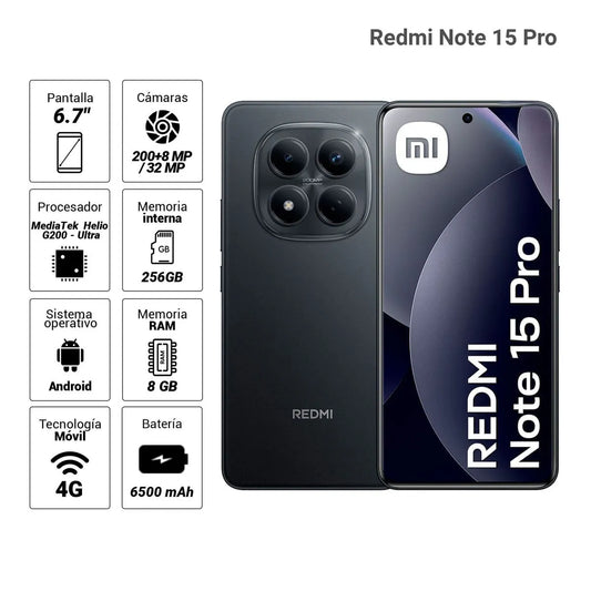 Celular Redmi Note 15 Pro 8GB RAM 256GB 4G LTE Dual SIM Negro