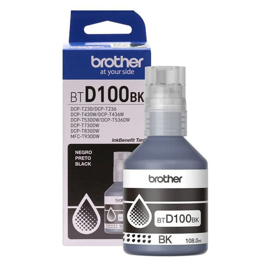 Tinta Brother BTD100BK Black Original 108ml 7,500 Páginas DCP-T230 DCP-T430W DCP-T436W