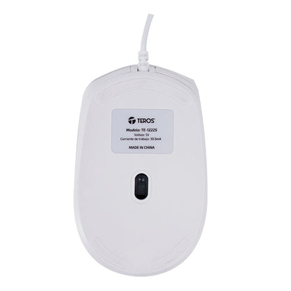 MOUSE ÓPTICO TEROS TE-1225S DPI AJUSTABLE COLOR BLANCO