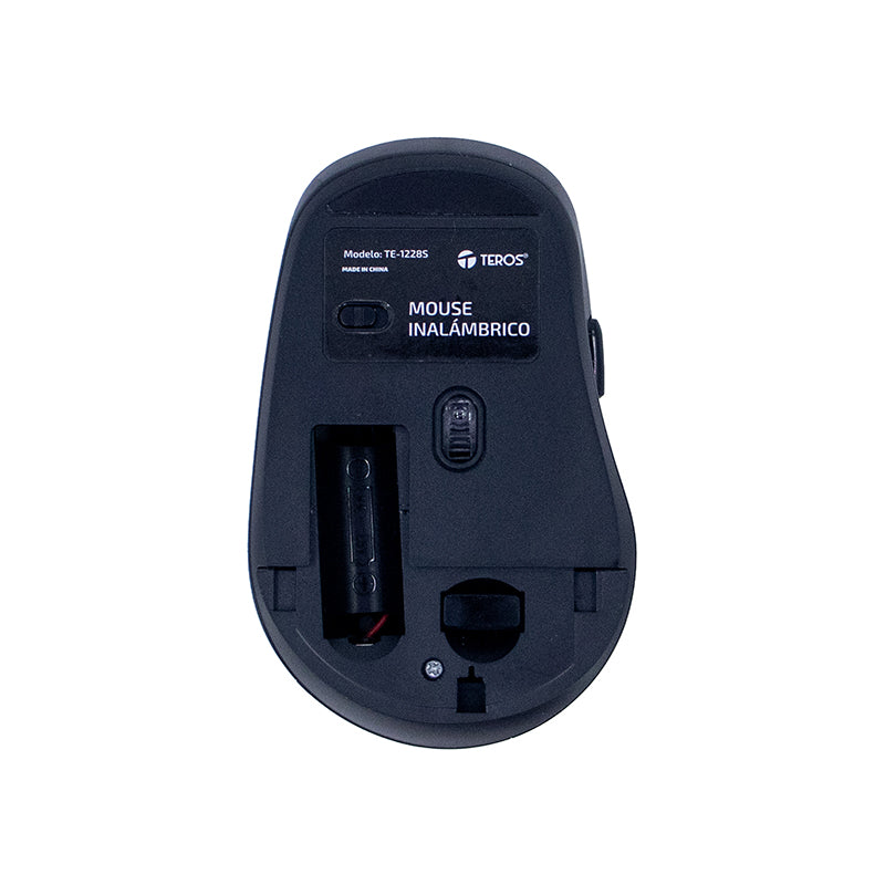 MOUSE INALÁMBRICO TEROS TE-1228S 6 BOTONES USB COLOR NEGRO