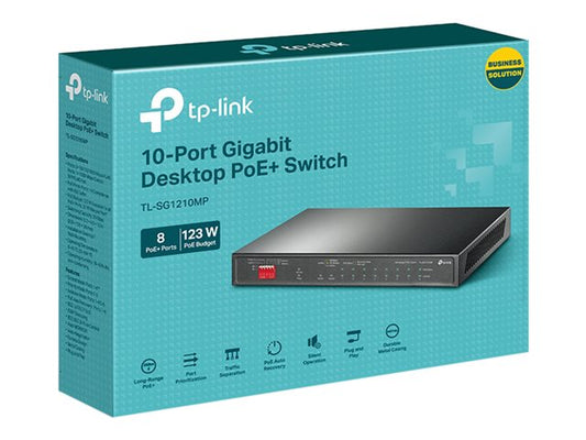 Switch TP-Link TL-SG1210MP V2 10 Puertos Gigabit PoE+ 9 RJ45 + 1 Combo SFP