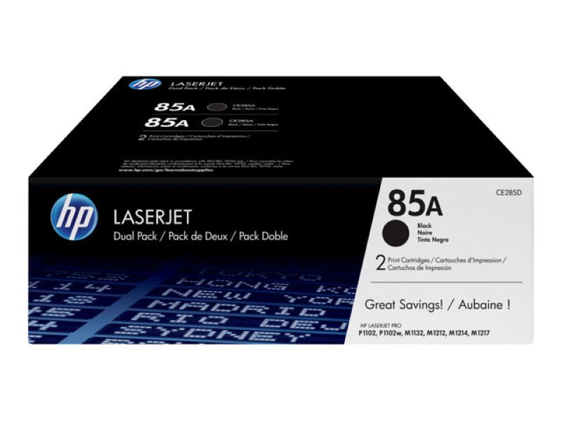 Pack de 2 Tóner HP 85A Negro Original CE285AD para LaserJet Pro P1102 M1132 M1212 M1217