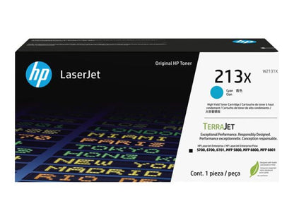 Tóner HP 213X Cian Original Alto Rendimiento W2131X para Color LaserJet Enterprise 6700 5800 6800