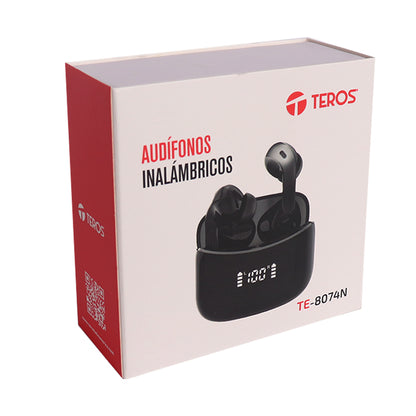 Audífonos Teros TE-8074N Bluetooth TWS Inalámbricos Negro | IPX5 Touch