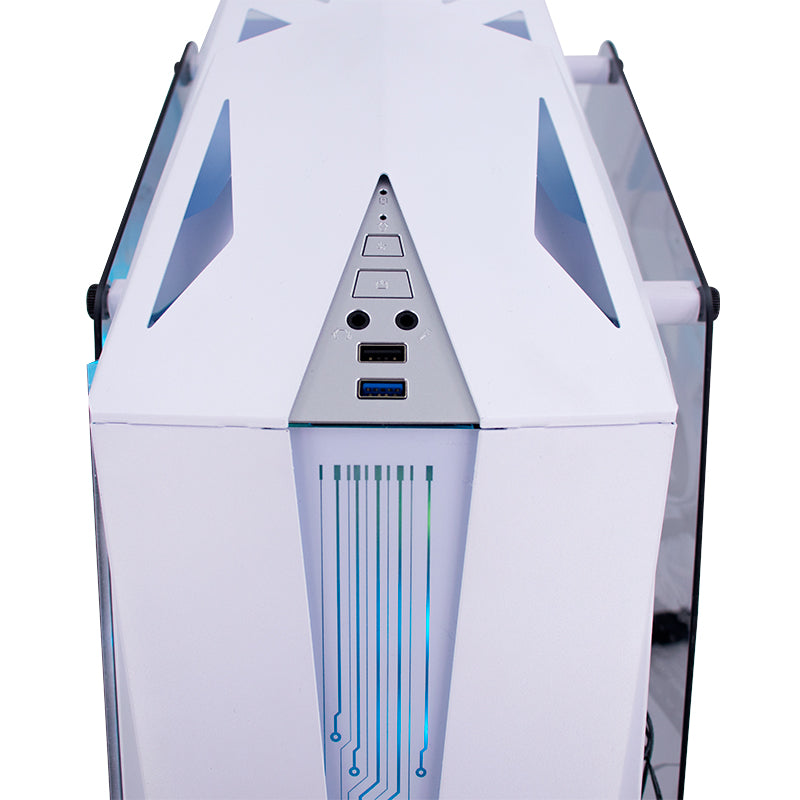 CASE GAMER TEROS TE-1316G, MID TOWER, USB 3.0 / USB 2.0, AUDIO, VENTILADOR ARGB, BLANCO