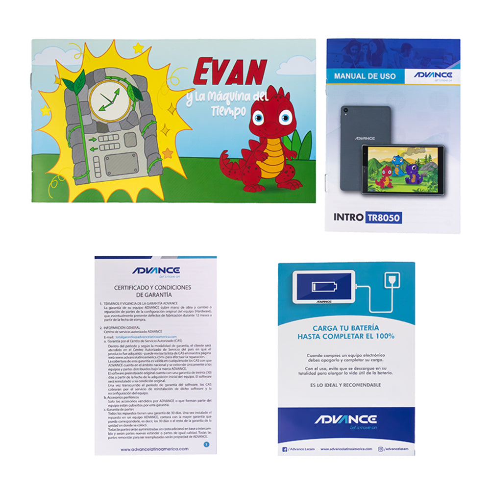 TABLET ADVANCE TR8050 8" CON FUNDA DINO ROJO