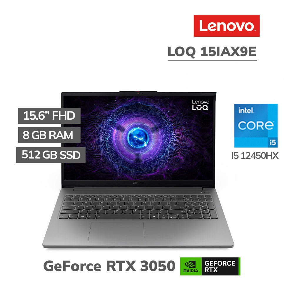 Laptop Lenovo LOQ 15IAX9E Core i5-12450HX 8GB RAM 512GB SSD RTX 3050 6GB 15.6" FHD 144Hz FreeDOS