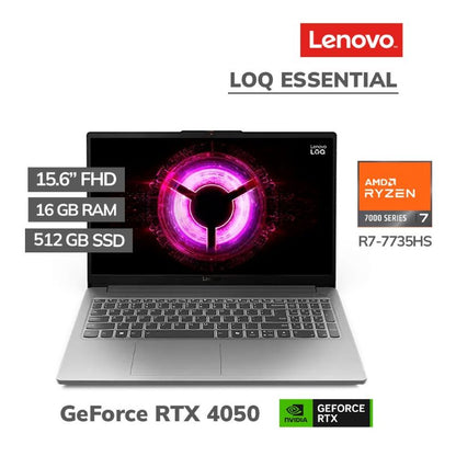 Laptop Lenovo LOQ Essential 15ARP10E Ryzen 7 7735HS RTX 4050 16GB RAM 512GB SSD 15.6" FHD 144Hz Luna Grey