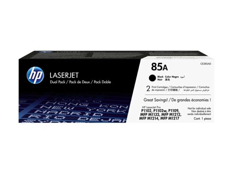 Pack de 2 Tóner HP 85A Negro Original CE285AD para LaserJet Pro P1102 M1132 M1212 M1217