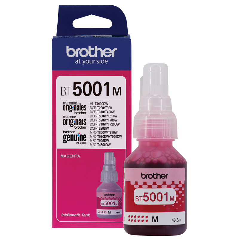 Tinta Brother BT5001M-NE Magenta Original 48.8ml 5,000 Páginas DCP-T300 DCP-T500W DCP-T700W