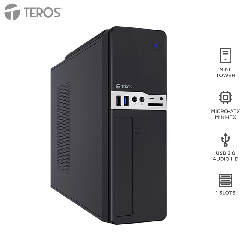 Case Teros TE-1032S Slim con Fuente 250W USB 3.2 Micro ATX Negro