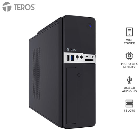 Case Teros TE-1032S Slim con Fuente 250W USB 3.2 Micro ATX Negro