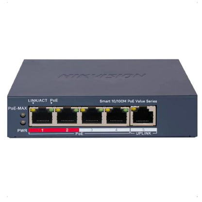 Hikvision DS-3E1105P-EI/M Switch Smart PoE 4 Puertos 10/100 Mbps 45W