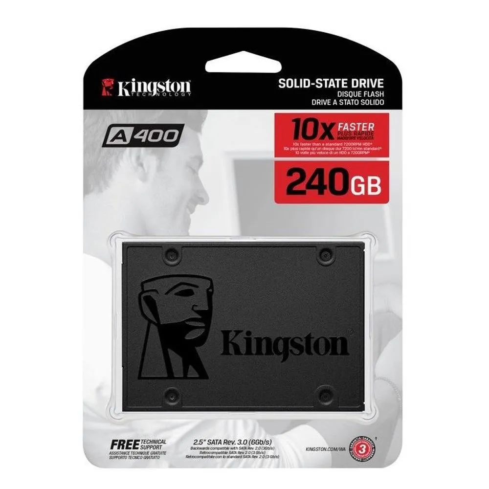 UNIDAD DE ESTADO SOLIDO KINGSTON A400, 240GB, SATA 6GB/S, 2.5", 7MM, TLC.