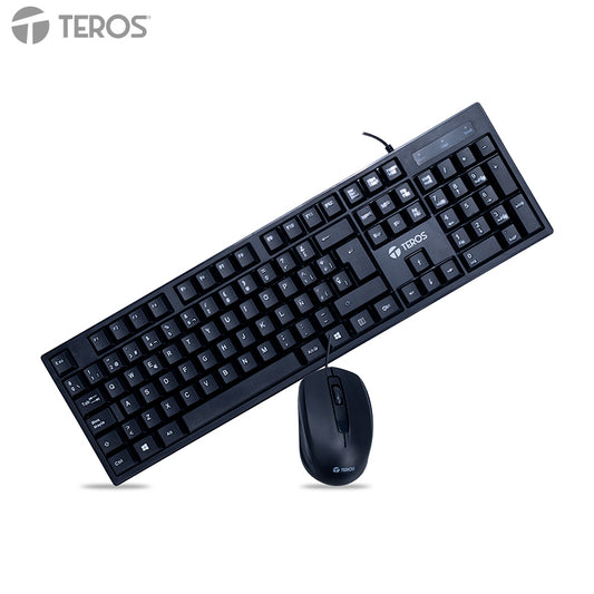 Kit Teclado y Mouse TEROS TE-5015S USB Español Negro con Mouse 1200 DPI